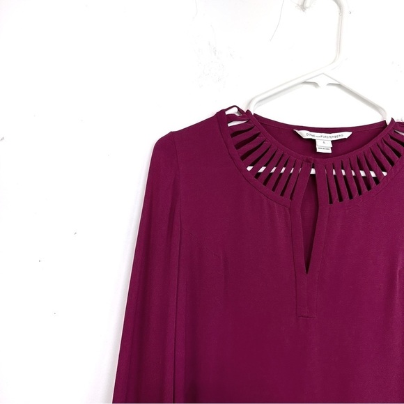 Diane von Furstenberg Damian Silk Sheath Neck Long Sleeve Detail Dress Pink Sz 0 - Picture 5 of 11